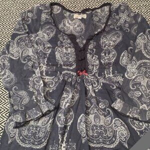 Odd Molly Anthropologie Paisley Dress Tunic Ruffle Long Sleeve -Size 1 Small